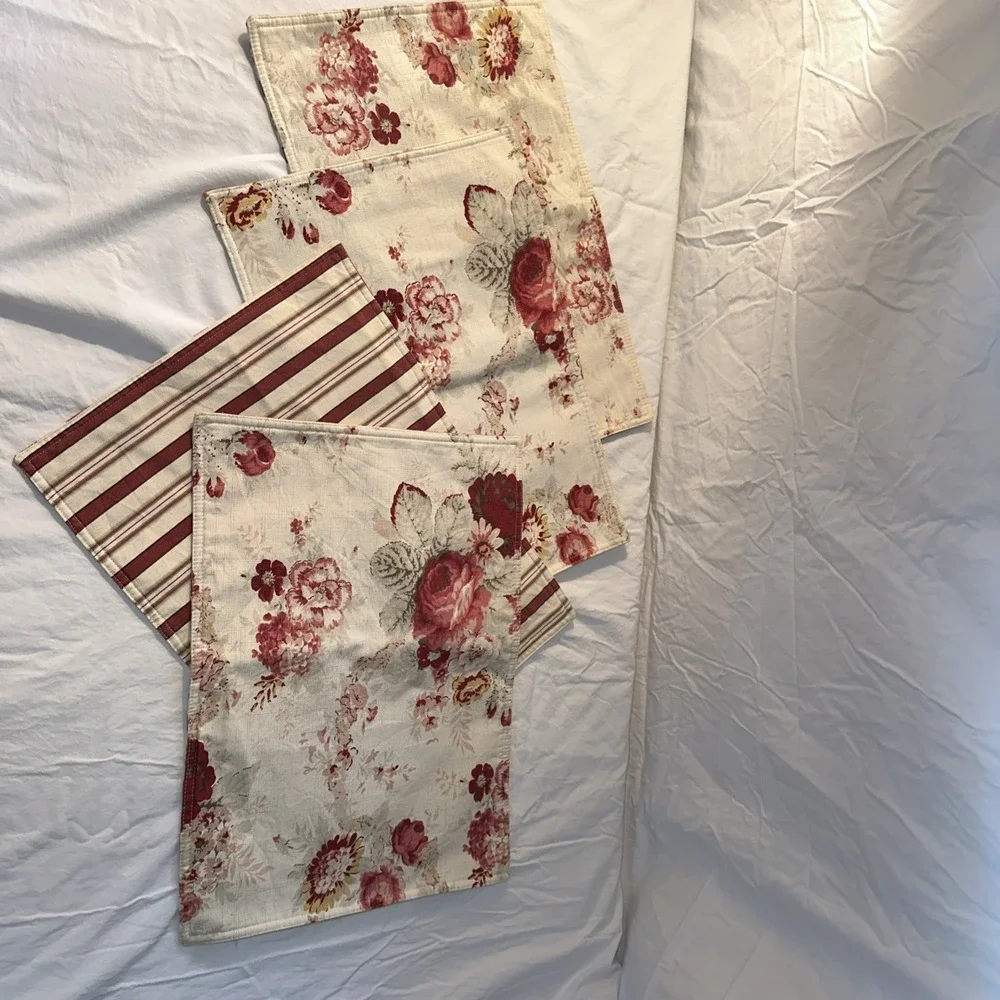 4 Cottagecore Waverly Norfolk Rose Garden Room Shabby Chic Roses placemats